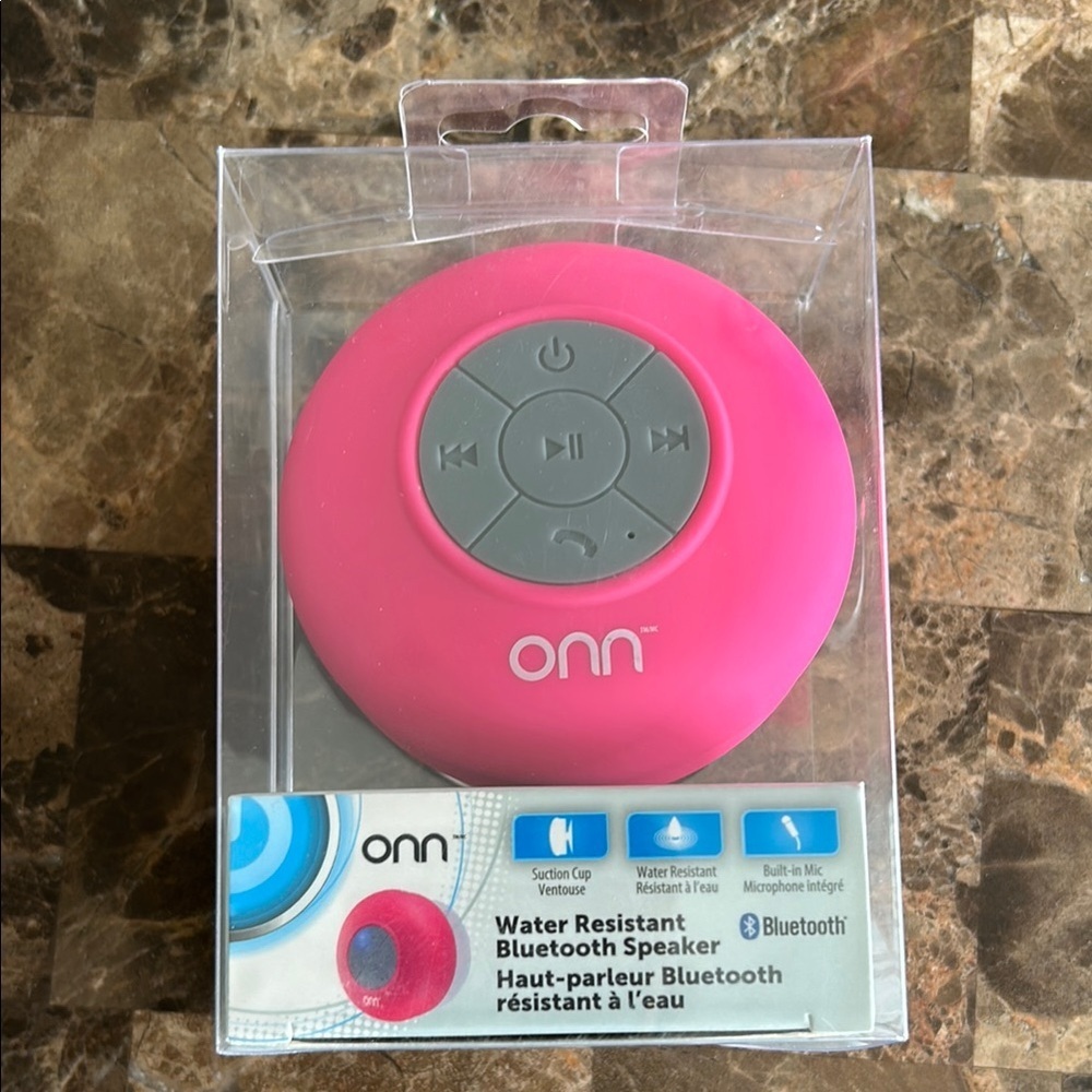 🆕 NIB Onn Water Resistant Pink Bluetooth Speaker